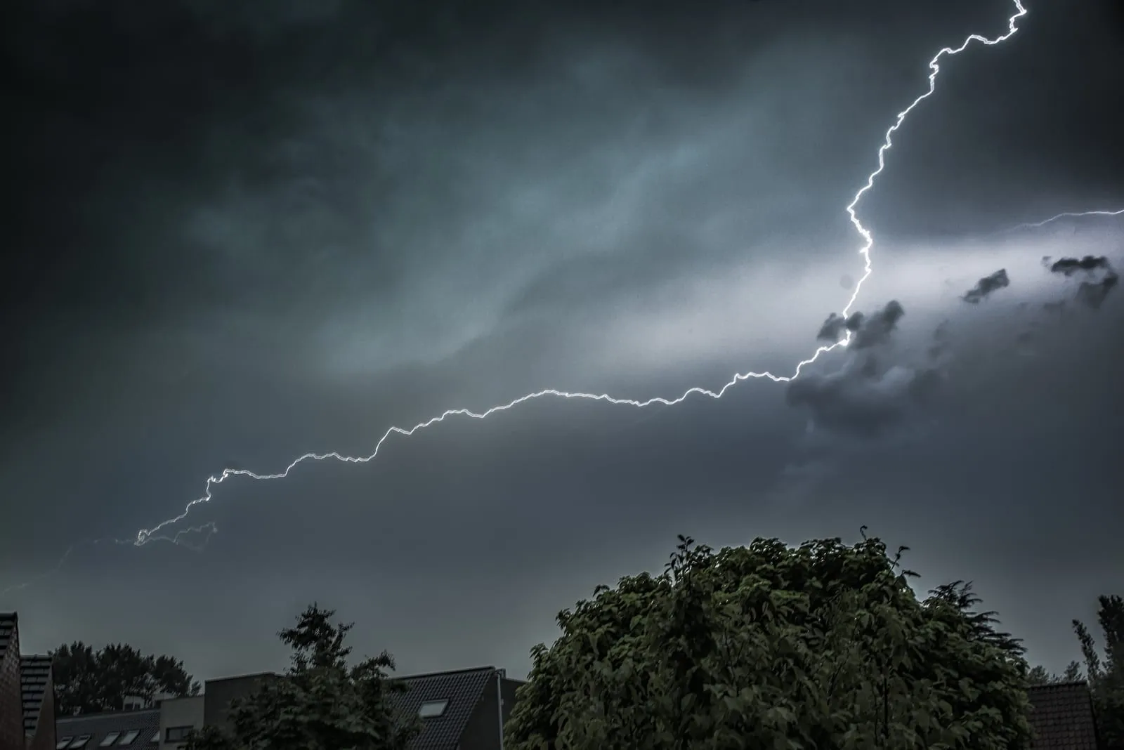 Lightning in a dark sky