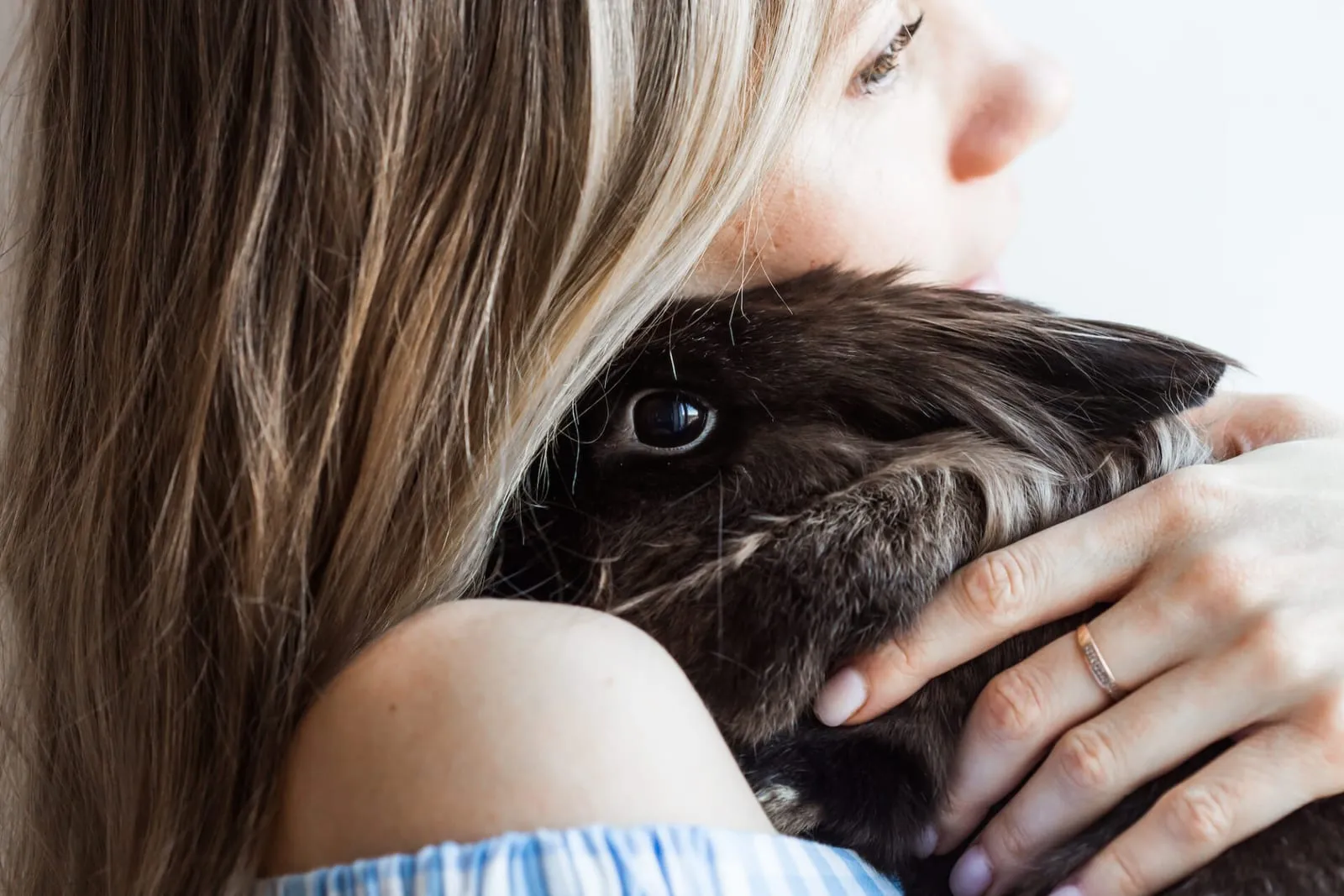 Woman hugging a rabbit