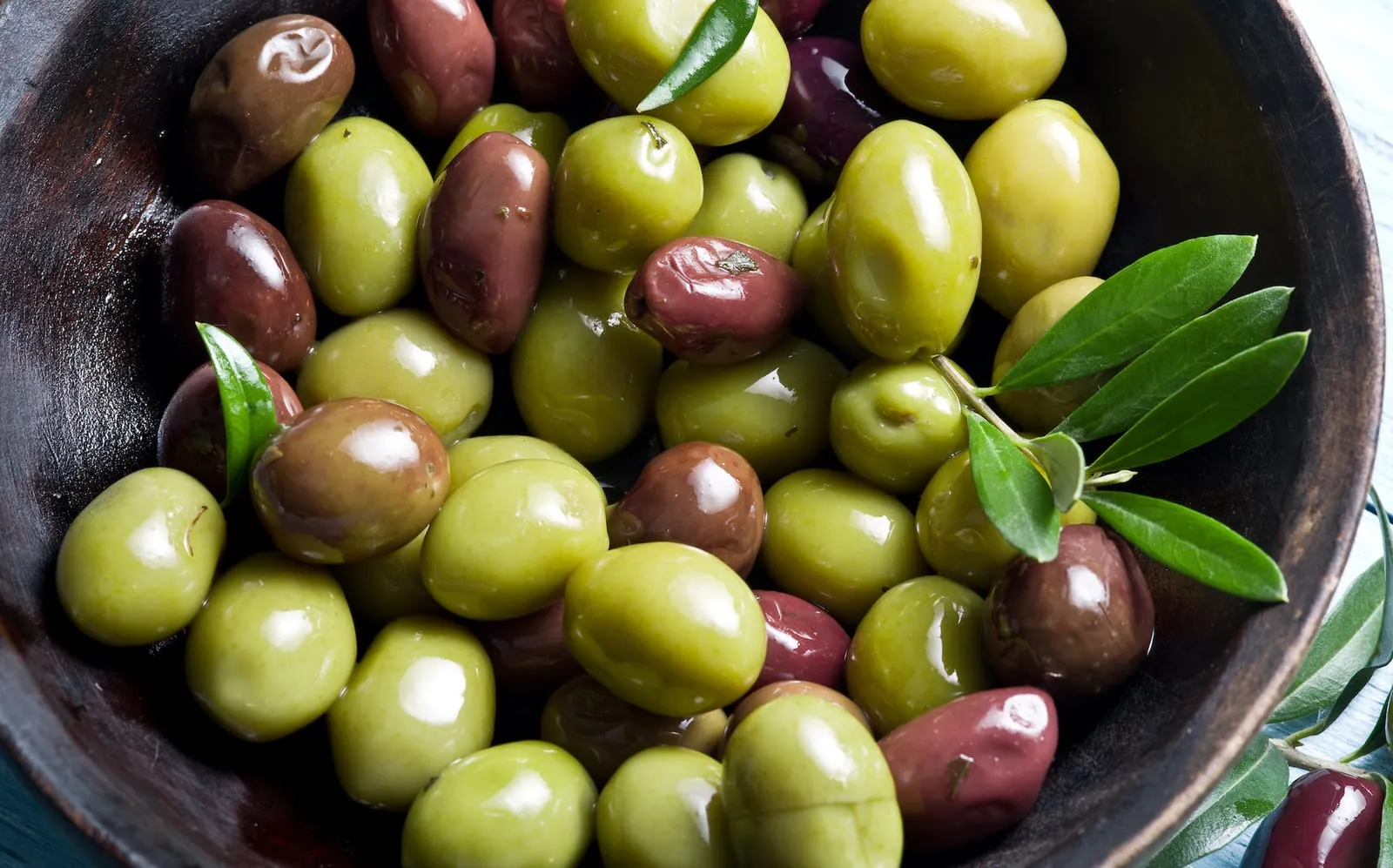 Bowl of various olives