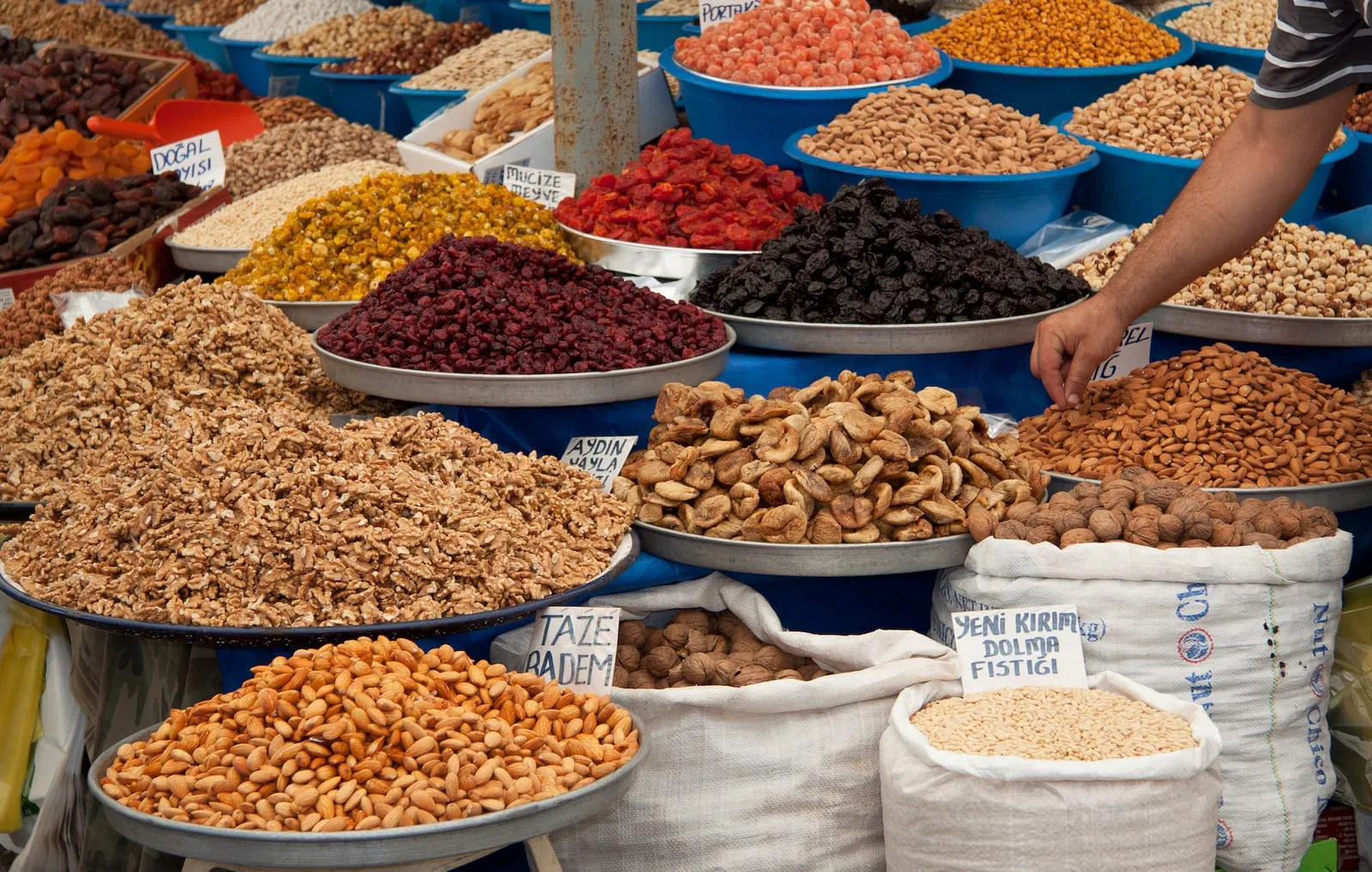 Spices nuts fruits and more at a market